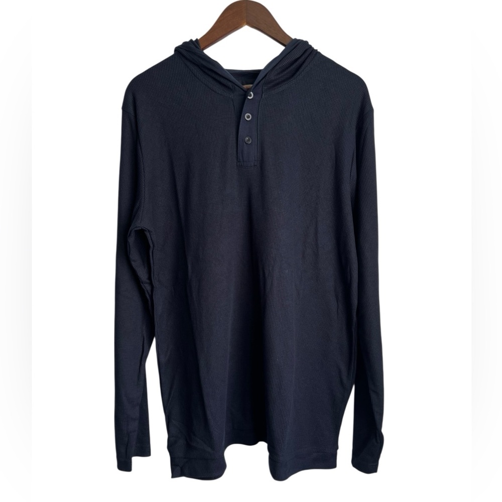 TRUE ROCK Hooded Henley Lightweight Men’s Navy Knit Top XXL - NWT